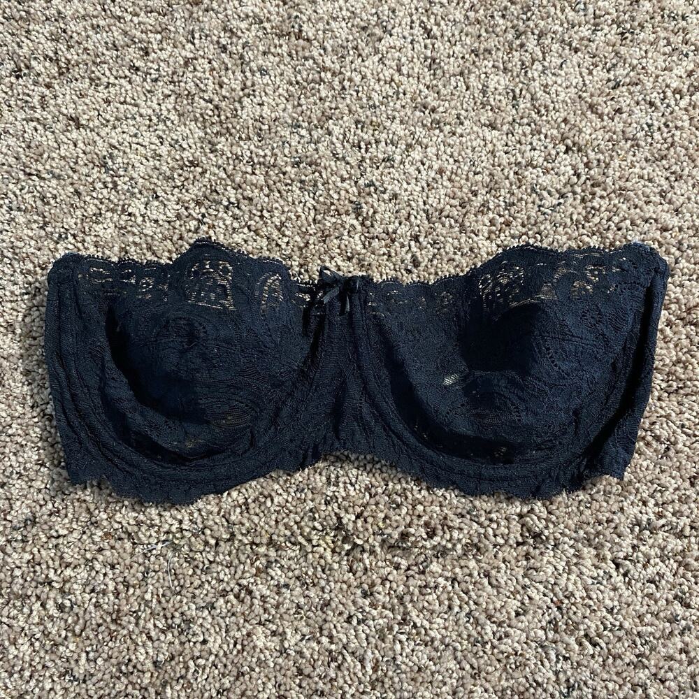 Victorias Secret Bra 34C Black Lace Vintage Gold Tag Underwire Semi‎ Lined Sexy